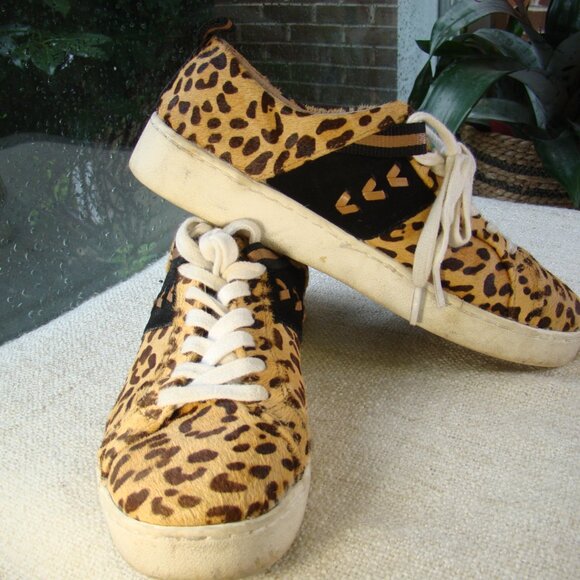 Jack Rogers Ainsley Leopard Calf-hair low top lace-up Sneaker Size 7.5 - Picture 5 of 9